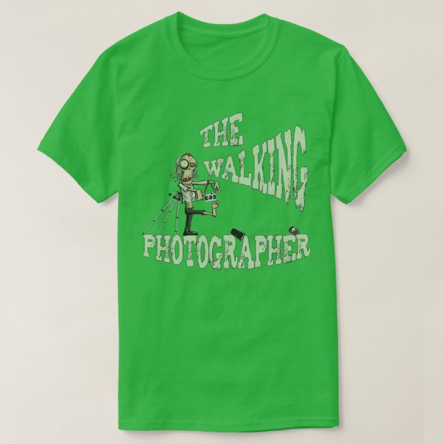 T-shirt Drôle Halloween marcher Photographe Zombie (Design devant)