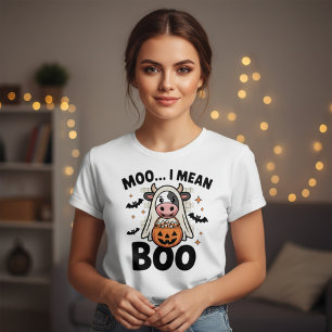 T-shirt Drôle Halloween Meuh je veux dire Bouh Vache fan