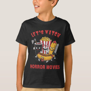 T-shirt Drôle Halloween Regardons Horreur Films Femmes Me
