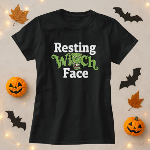 T-shirt Drôle Halloween Repose Sorcière Citation Face