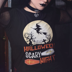 T-shirt Drôle Halloween Scary Nuit Déplaisante sorcière