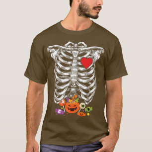 T-shirt Drôle Halloween Skeleton Rib Cage Candy Easy Costu