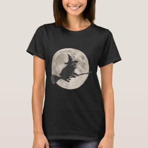T-shirt Drôle Halloween Sorcière Carlin Lune Trick Ou Trai