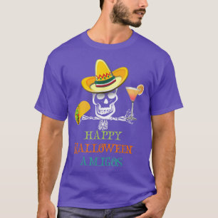 T-shirt Drôle Halloween Squelette d'Amigo Casquette mexica