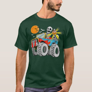 T-shirt Drôle Halloween Squelette Monstre camion Enfants T