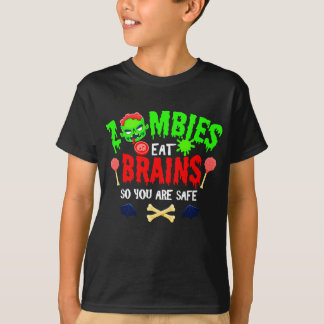 T-shirt Drôle Halloween Zombies Mangez Le Cerveau Vous Ête