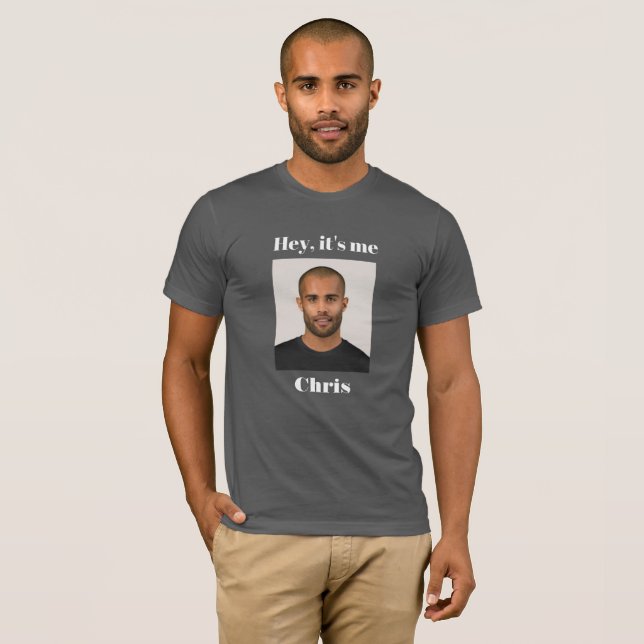 T-shirt Drôle Hey C'est moi Masque Photo Homme (Devant entier)
