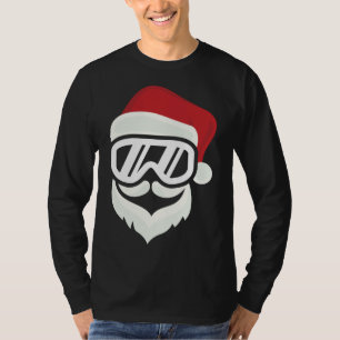 T-shirt Drôle Hipster Père Noël avec Ski Goggings Snowboar
