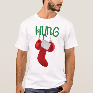 T-shirt Drôle homme's Hung Noël Stocking et Balls