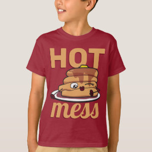 T-shirt Drôle Hot Mess Cute Pancakes Cartoon