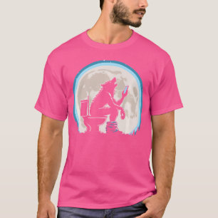 T-shirt Drôle Humour Toilette Werewolf Ou Wolf Howling À