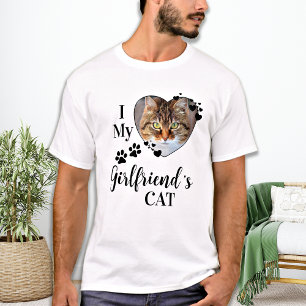 T-shirt Drôle I Love My Girlfriend's Cat Cute Pet Photo