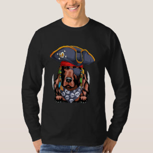 T-shirt Drôle Irlandais Setter Chien En Casquette Pirate A