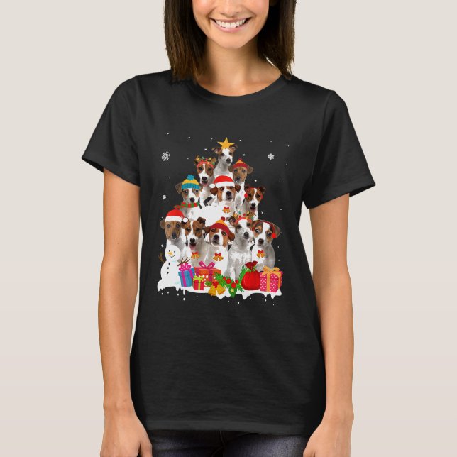 T-shirt Drôle Jack Russell Terrier Arbre de Noël chien ani (Devant)
