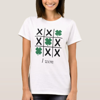 T-shirt Drôle J'Ai Gagné Le Shamrock Tic Tac Toe
