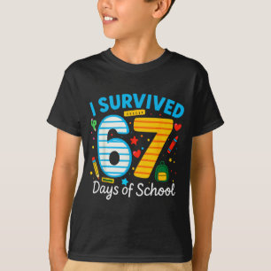T-shirt Drôle j'ai survécu 67 jours d'école enseignant élè