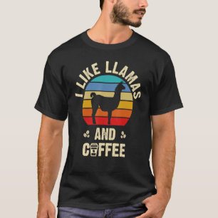 T-shirt Drôle J'aime les lamas et le café Drôle lama vinta