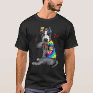 T-shirt Drôle J'Aime Maman Tattoo Pitbull Chien Maman Prop