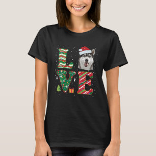 T-shirt Drôle J'aime Sibérie Husky Noël Santa Hat