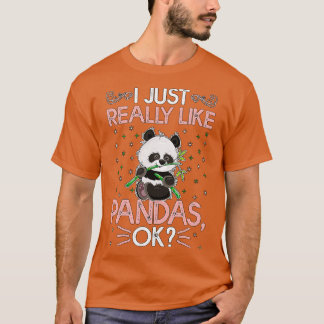 T-shirt Drôle J'Aime Vraiment Pandas Ok