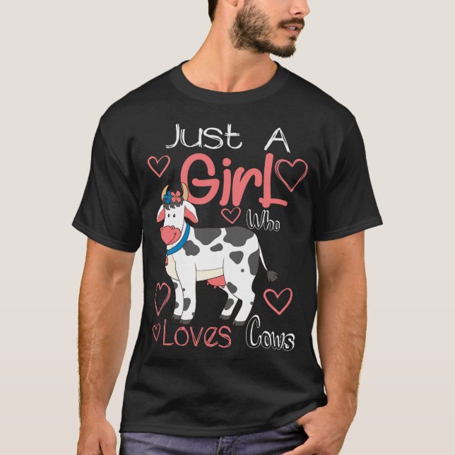 T-shirt Drôle Je suis juste une fille qui aime les vaches, (Devant)