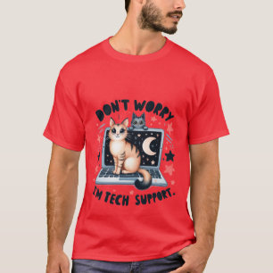 T-shirt Drôle "Je suis le support technique" Chat informat