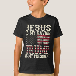 T-shirt Drôle Jésus Américain Est Mon Sauveur Trump Est Mo