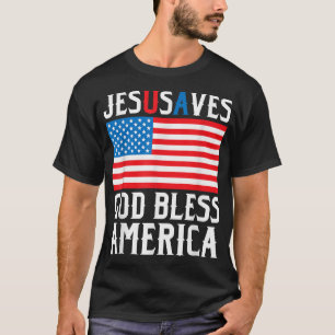 T-shirt Drôle Jésus Christ Design Jésus Saves USA Dieu Ble