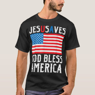 T-shirt Drôle Jésus Christ Design Jésus Saves USA Dieu Ble