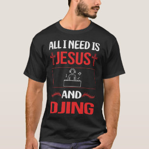 T-shirt Drôle Jesus Djing DJ Disque Jockey Deejay