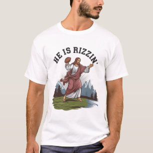 T-shirt Drôle Jésus Il Est Rizzin Jouant Footll Vêtements