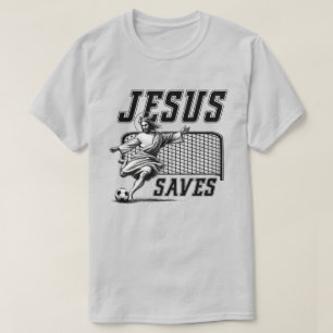 T-shirt Drôle Jésus Sauvons et Scores Objectifs de Footbal