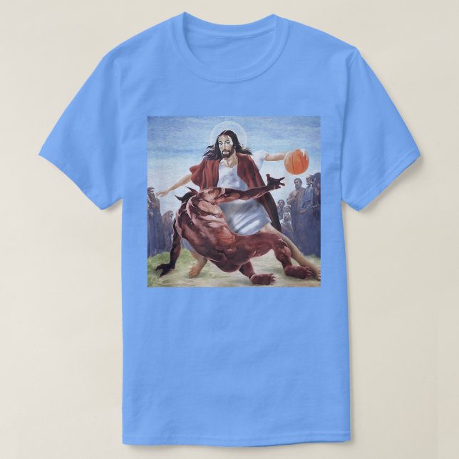 T-shirt Drôle Jésus Traversant Le Diable Chrétien hommes q (Design devant)