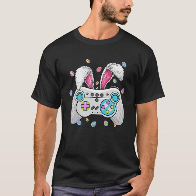 T-shirt Drôle jeu vidéo Bunny contrôleur de jeu de Bunny L (Devant)