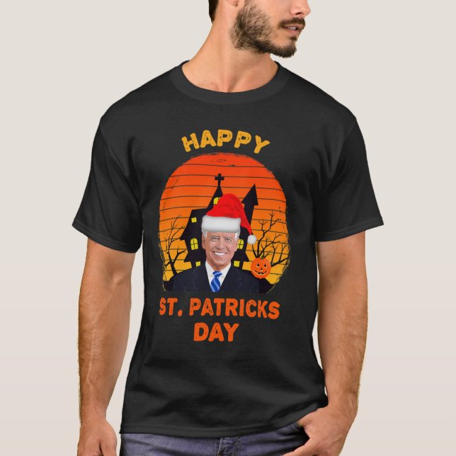 T-shirt Drôle Joe Biden St Patrick Noël Joe Biden Hal (Devant)