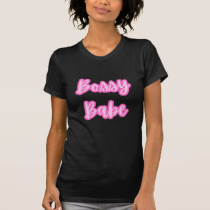 T-shirt Drôle jolie rose garçon Texte +Outline Femme