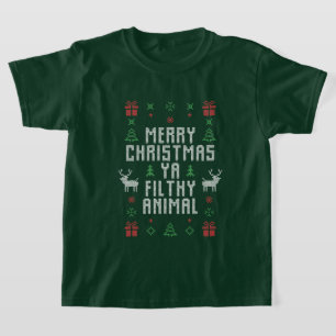 T-shirt drôle Joyeux Noël crasse animal mot art