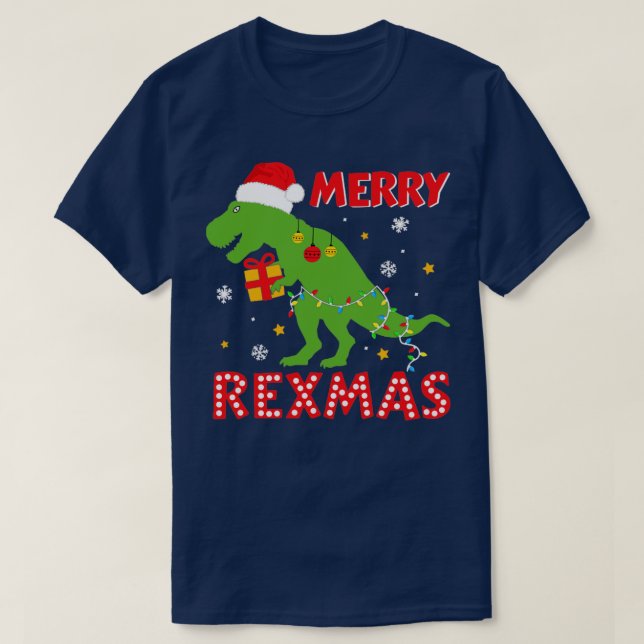 T-shirt Drôle joyeux rexmas avec trex dinosaure pour enfan (Design devant)