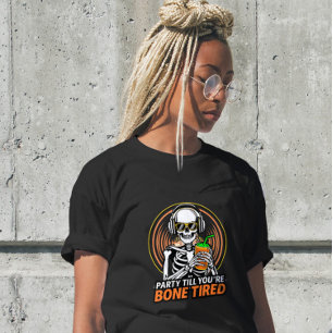 T-shirt Drôle Joyeux Skeleton Party Dinosaur chemise