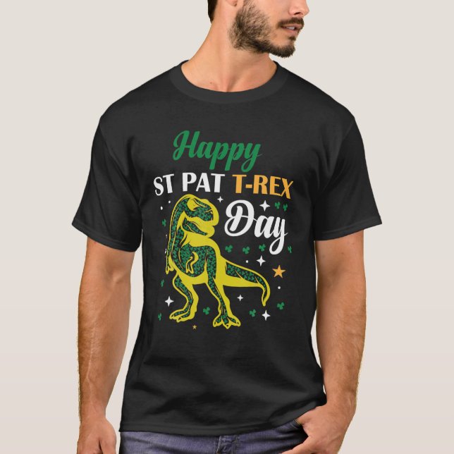 T-shirt Drôle Joyeux St Pat Trex Day, Saint Patrick Design (Devant)