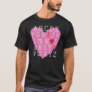 T-shirt Drôle J'TAIME Saint-Valentin Alphabet Enseignant S