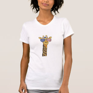 T-shirt Drôle Juillet 4 US Drapeau Patriotique Giraffe