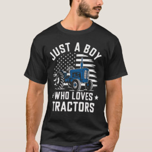T-shirt Drôle Juste Un Garçon Qui Aime Les Tracteurs Enfan