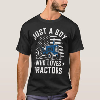 T-shirt Drôle Juste Un Garçon Qui Aime Les Tracteurs Enfan