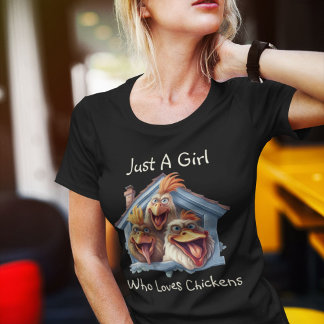 T-shirt Drôle "Juste Une Fille Qui Aime Les Poulets" Graph