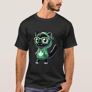 T-shirt Drôle Kaiju Chat T-rex Journee Canada Drapeau Cana