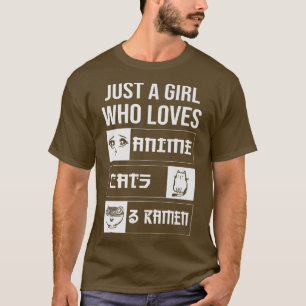 T-shirt Drôle kawaii Just A Girl Who Love Anime Chats et