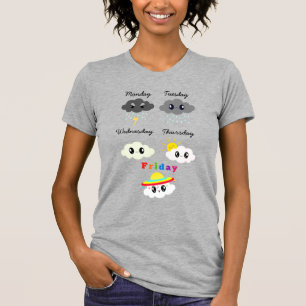 T-shirt Drôle Kawaii Nuages de la semaine Caricature