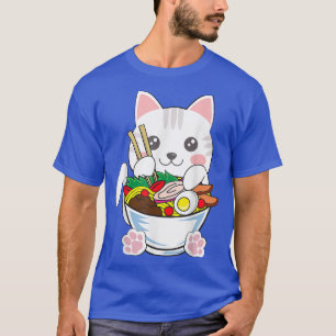 T-shirt Drôle Kawaii Ramen Cat, Cadeau de nouilles japonai