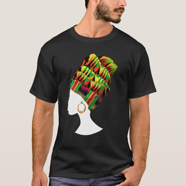 T-shirt Drôle Kente Tête Envelopper Cadeau Pour Afro-Améri (Devant)
